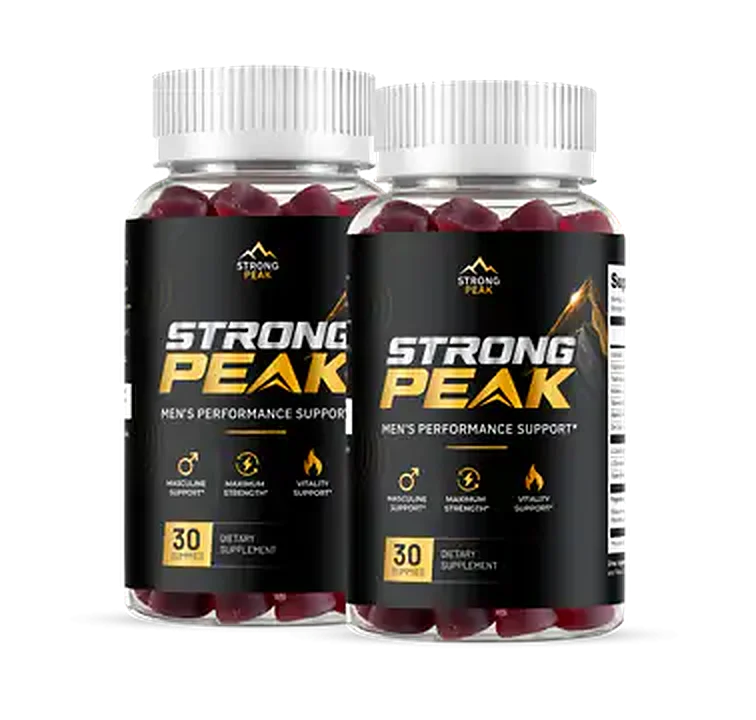 Two bottles of Strong Peak gummies, 30 gummies each